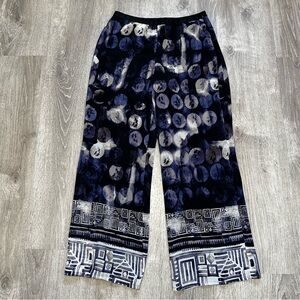 NIC+ZOE purple and Black Palazzo Pants with Bold Print